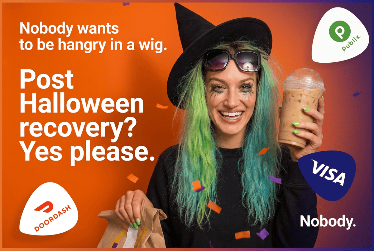 Post Halloween recovery? Yes please. Textable treats: DoorDash, Visa, Publix gift cards