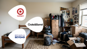 Dorm brands — Target and Crate & Barrel, textable via GiftYa